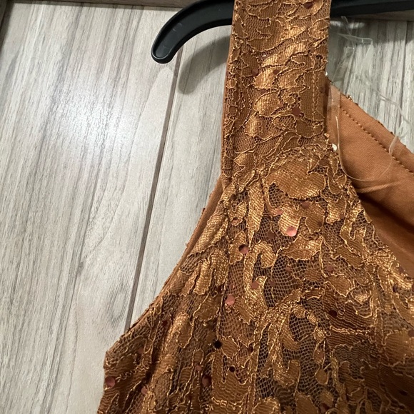 Copper Lace Evening/Cocktail Dress By CANDALITE SZ M NWT - Picture 8 of 14